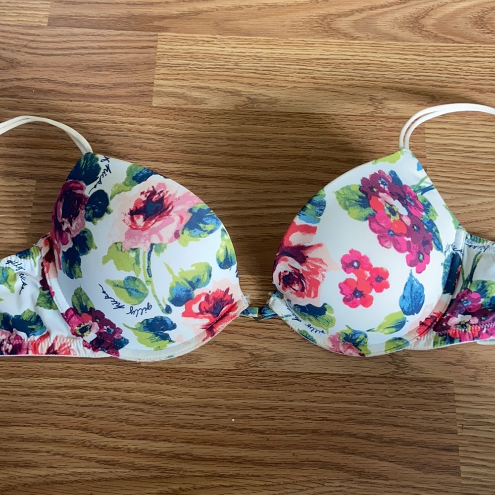 Gilly hicks white/floral bra with push-up size 34C